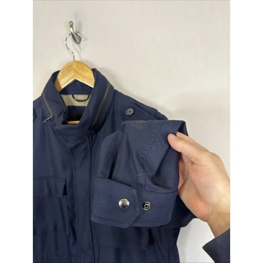 Banana‎ Republic 4 Pocket Field Jacket Navy Cotton Nylon Mens L Military Style